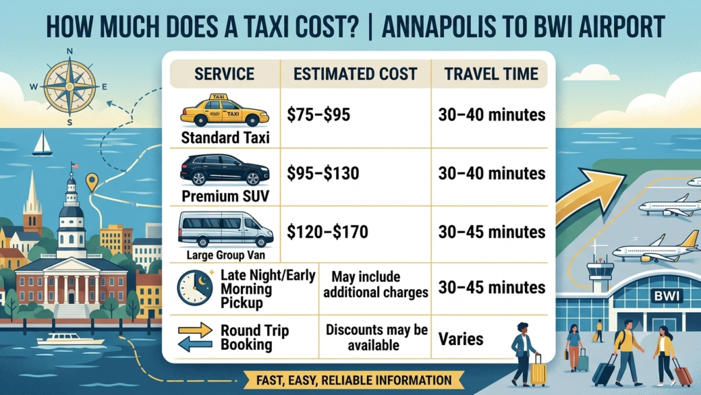 How Much Does a Taxi Cost from Annapolis to BWI Airport?